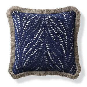 Frontgate Outdoor Patio Animal Print Blue Fringe Pillow Cover 20x20 Set of 2